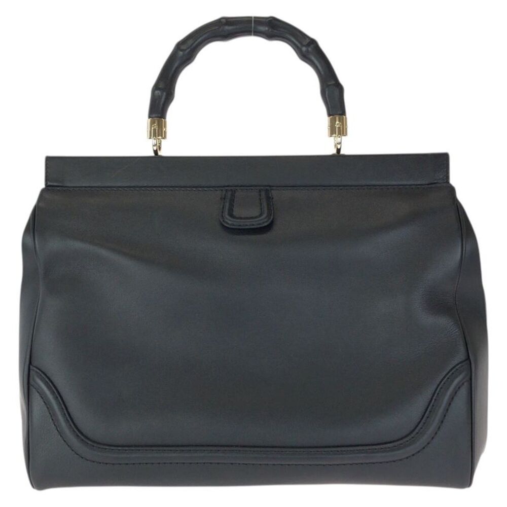Gucci Bamboo Leather Handbag Black - Picture 2 of 10
